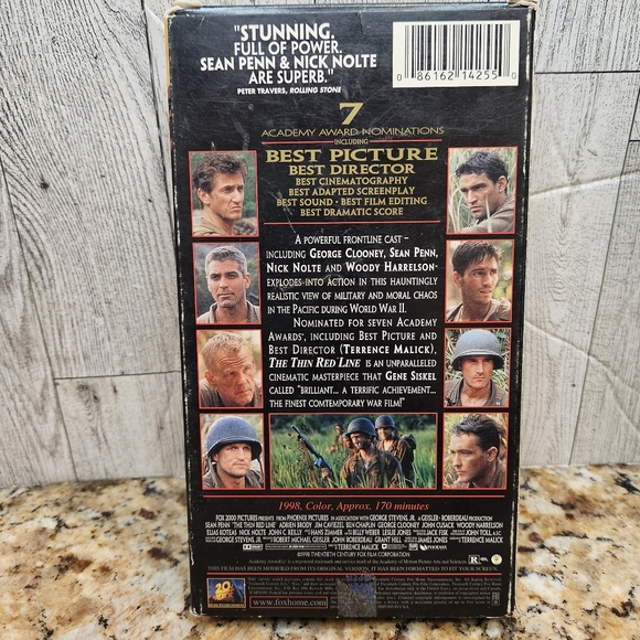 The Thin Red Line VHS 2000 Sean Penn George Clooney Woody Harrelson Nick Nolte - Picture 9 of 9